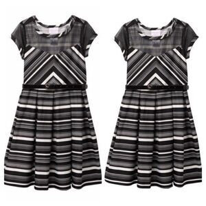 Iris & Ivy Pleated Scuba Stripe Dress (Big Girls)